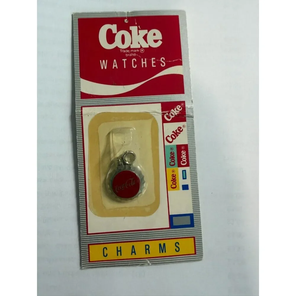 vtg coca cola bottle cap watch charm on original package card